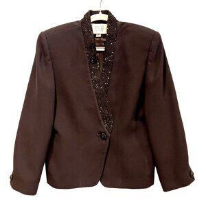 Valerie Stevens petites Womens 10 Black blazer jacket formal evening glitzy club